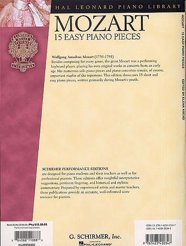 W.A. Mozart: 15 Easy Piano Pieces