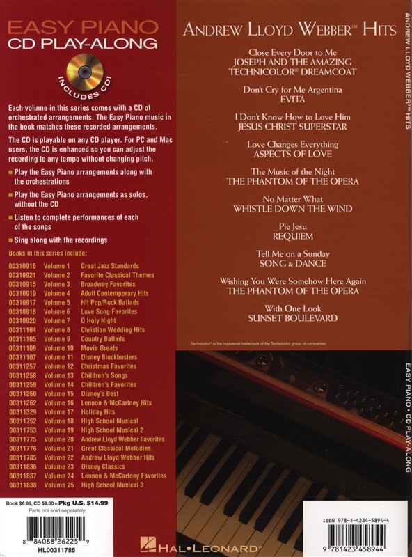 Easy Piano CD Play-Along Volume 22: Andrew Lloyd Webber Hits