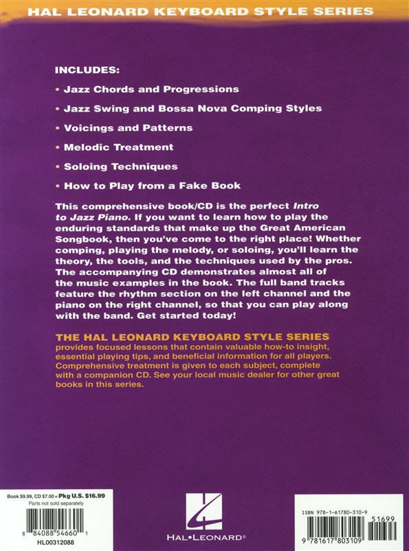 Hal Leonard Keyboard Style Series: Intro To Jazz Piano