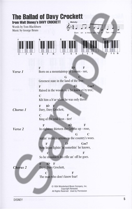 Piano Chord Songbook: Disney