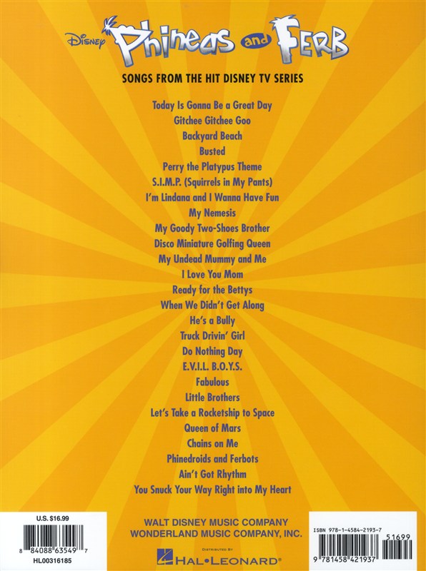 Phineas And Ferb - Songs From The Hit Disney TV Series