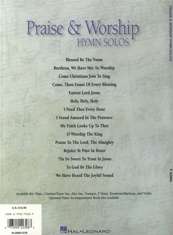 Praise And Worship Hymn Solos - French Horn