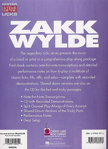 Zakk Wylde: Guitar Legendary Licks (Book and CD)