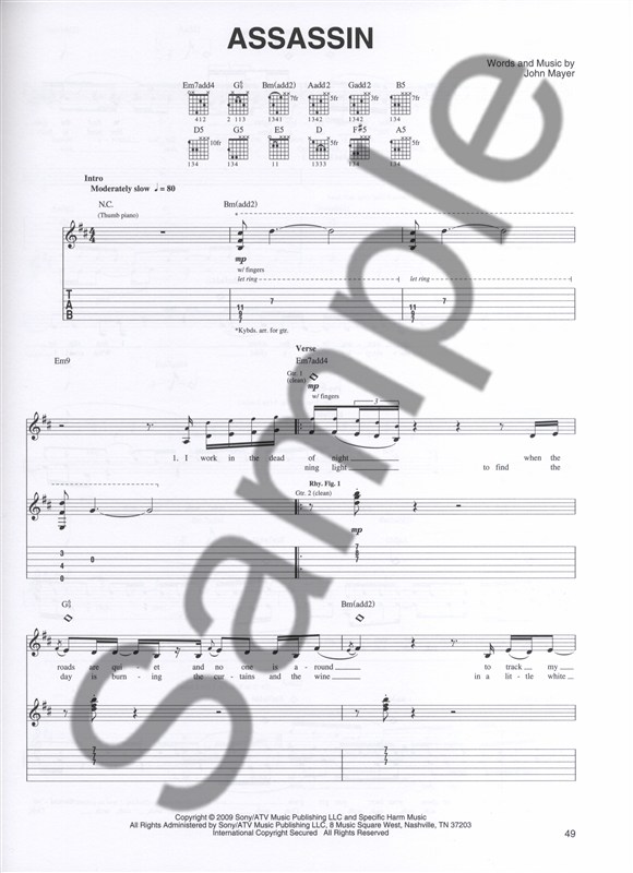 John Mayer: Battle Studies - Guitar Tab