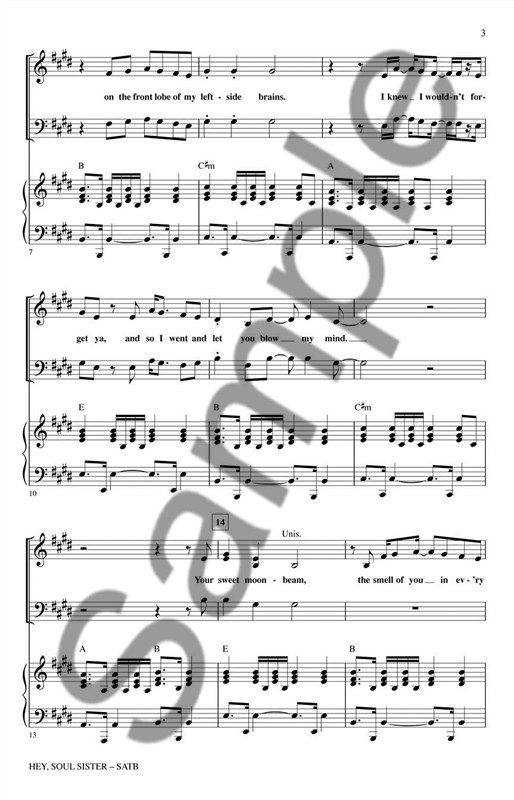 Train: Hey, Soul Sister (SATB)