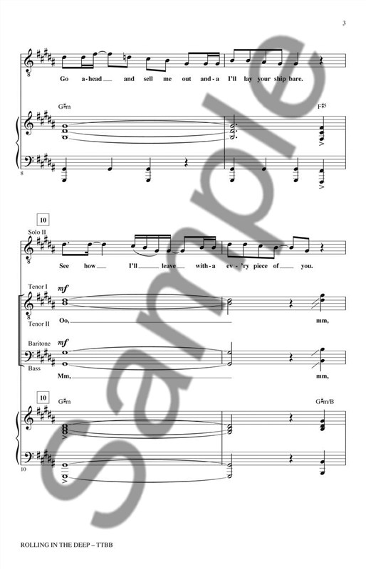 Adele: Rolling In The Deep (Brymer) - TTBB