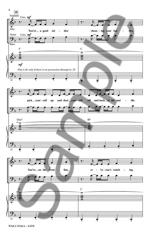 Shakira: Waka Waka (This Time for Africa) - SATB