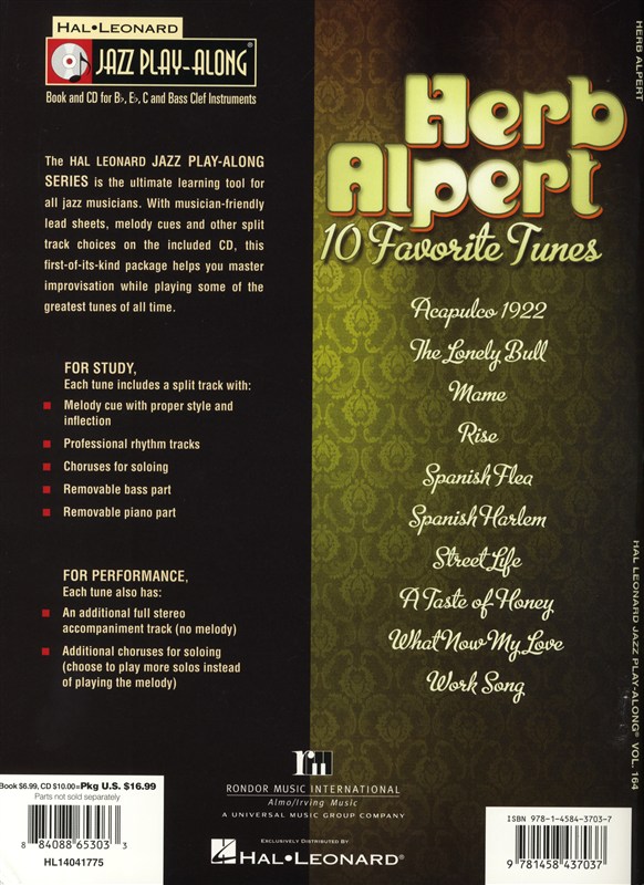 Jazz Play-Along Volume 164: Herb Alpert