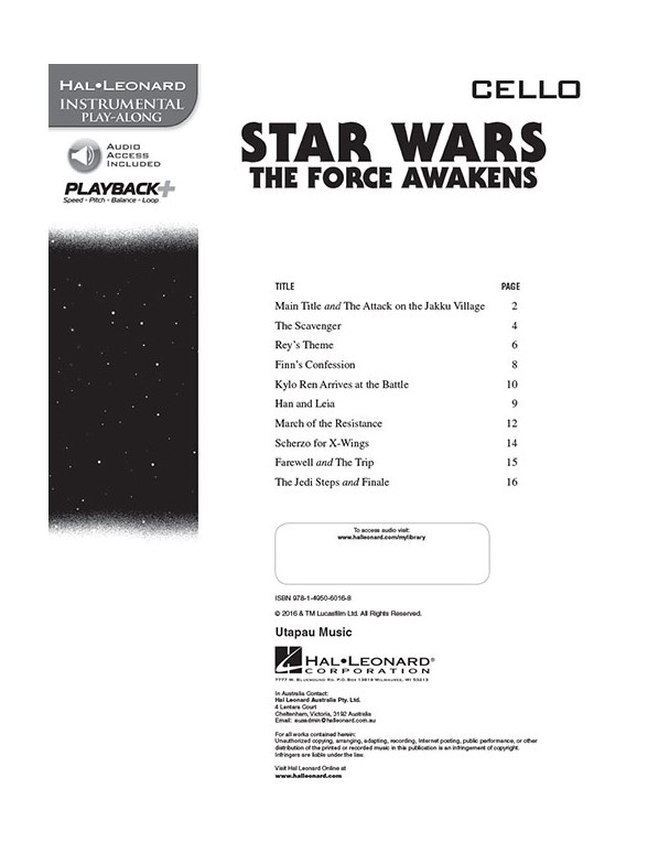 Star Wars - The Force Awakens - Cello (Book/Online Audio)