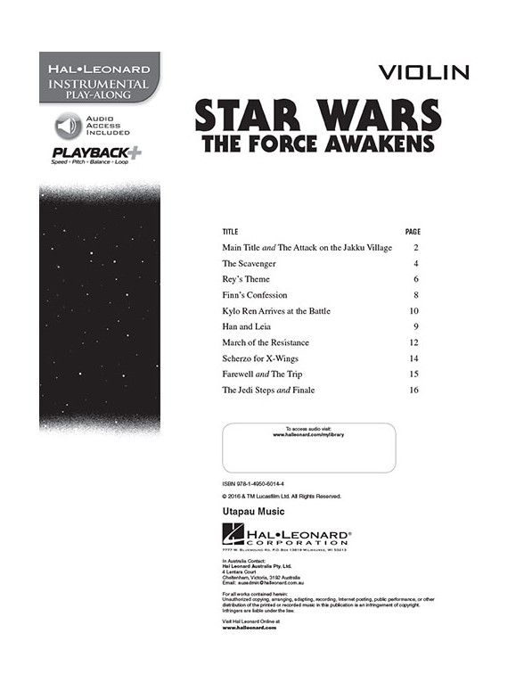 Star Wars - The Force Awakens - Violin (Book/Online Audio)