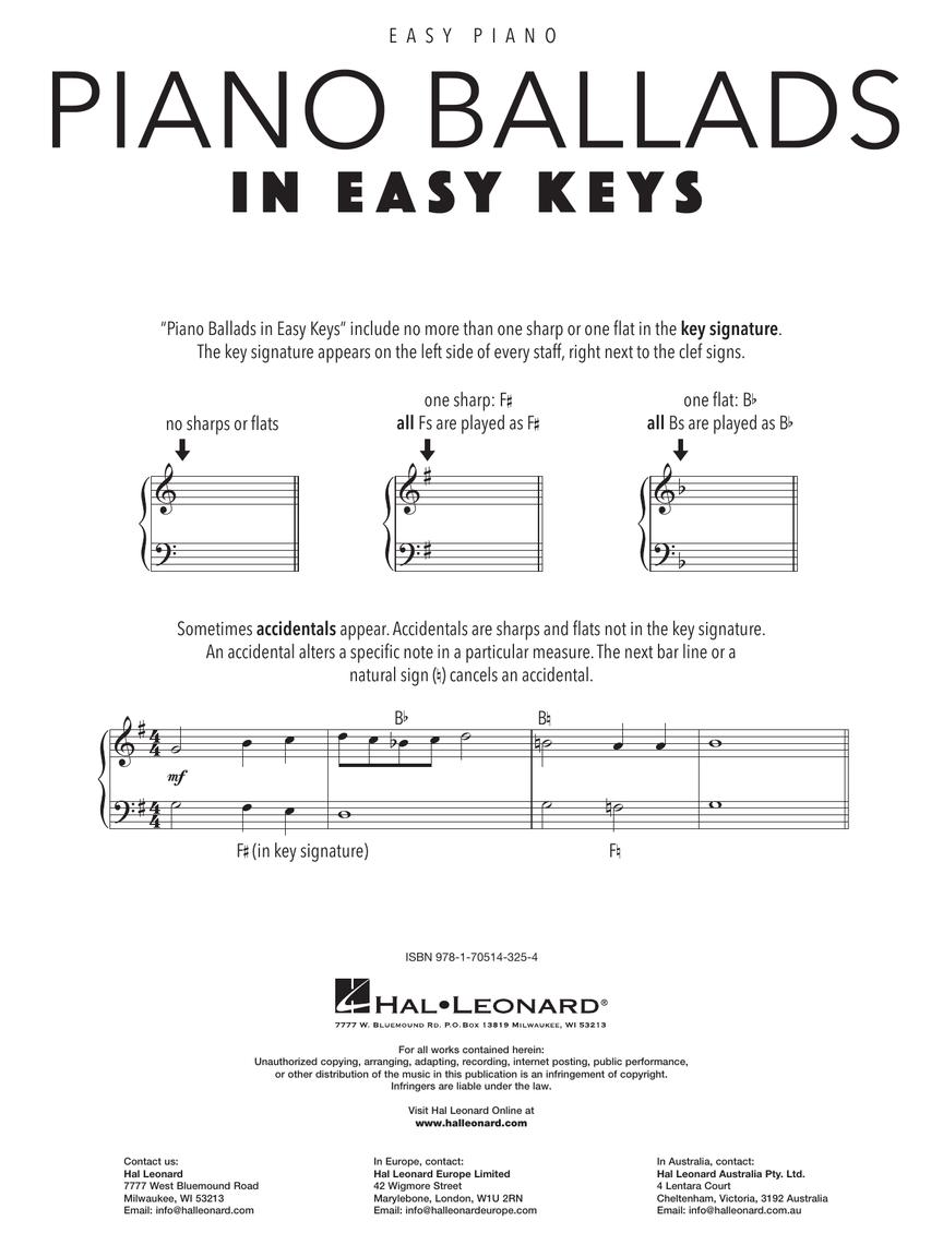 Piano ballads - In easy keys