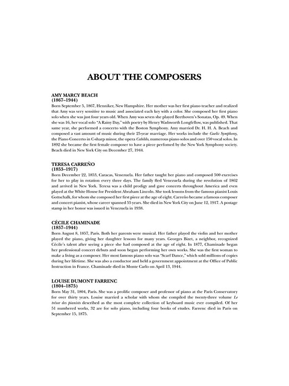 Women Composers In History (Ed Smith Gail) Piano Book