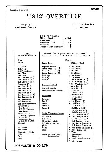 Tchaikovsky: 1812 Overture (Score And Parts)