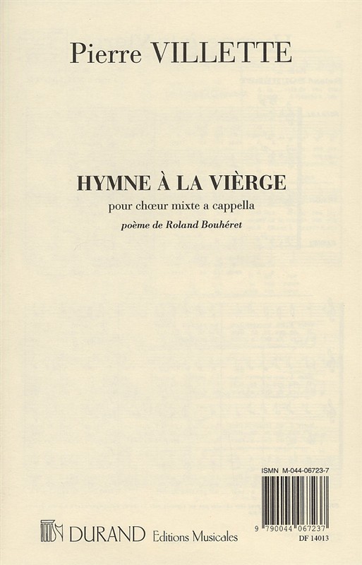 Pierre Villette: Hymne A La Vierge