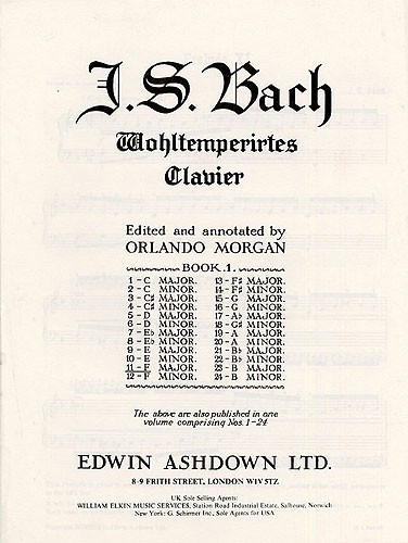 Js Bach: Prelude And Fugue No.11 In F Major Book 1 Bmv 856