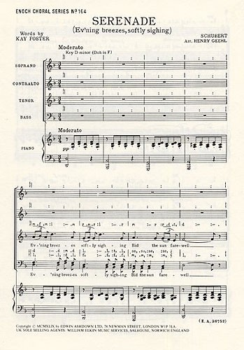 Franz Schubert: Serenade- Ev'ning Breezes, Softly Sighing (SATB/Piano)