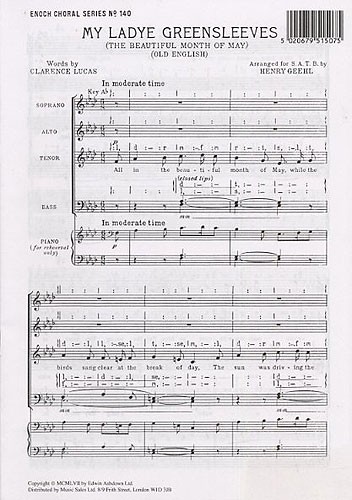 My Ladye Greensleeves (SATB Arr. Henry Geehl)