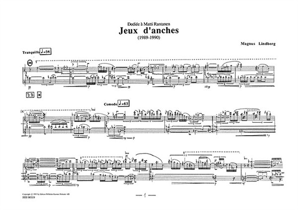 Magnus Lindberg: Jeux D'Anches