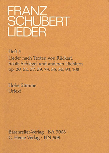 Franz Schubert: Songs with Lyrics by Rückert, Scott, Schlegel and other Poets