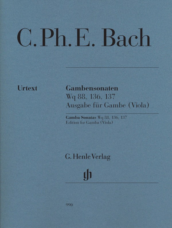 C.P.E. Bach: Gamba Sonatas Wq 88, 136, 137, Edition for Gamba (Viola)