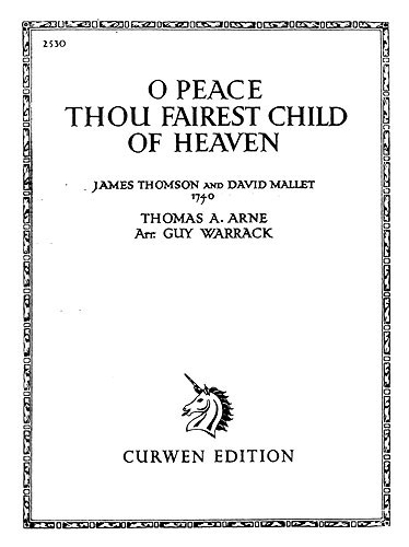 Arne, T O Peace Thou Fairest Child Of Heaven Voice/Piano
