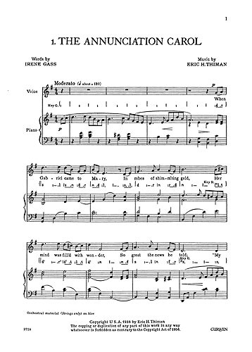 Thiman, E The Flower Of Bethlehem Voice And Piano