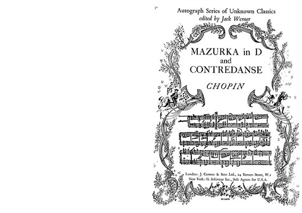 Chopin, F Mazurka In D And Contredanse Piano