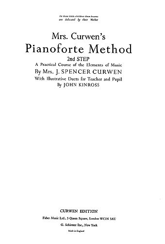 Mrs Curwen Pianoforte Method 2nd Step (Kinross)