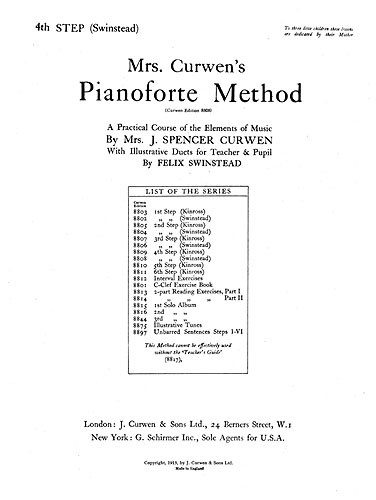 Mrs Curwen's Pianoforte Method 4th Step (Swinstead)