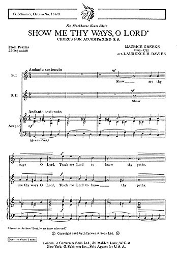 Greene: Show Me Thy Ways, O Lord (SS)