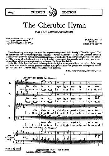 Tchaikovsky The Cherubic Hymn Satb