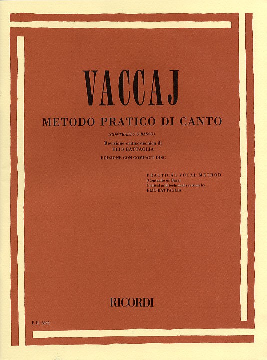 Nicola Vaccai: Practical Vocal Method (Contralto Or Bass)