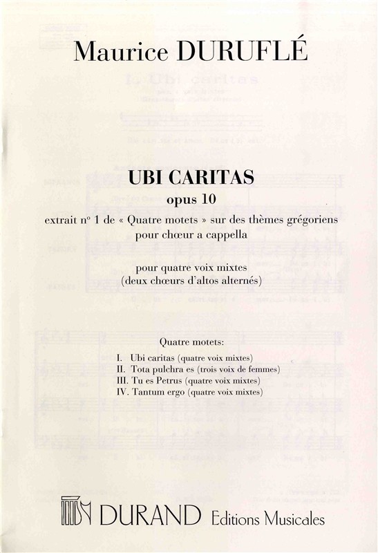 Maurice Durufle: Ubi Caritas - Quatre Motets No.1 (SATB)