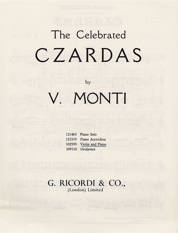 Vittorio Monti: The Celebrated Czardas (Violin)