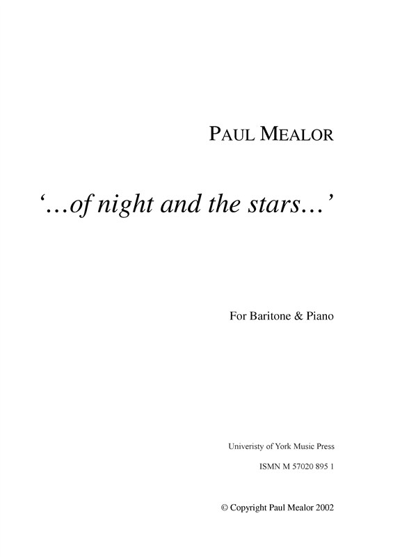 Paul Mealor: ...of night and the stars... (Score/Part)