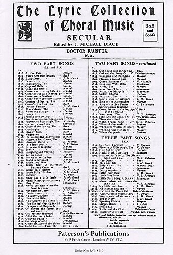 J. Michael Diack: Dr Faustus (SA/Piano)