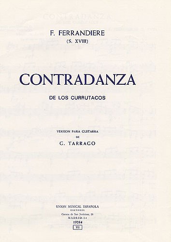 Ferandiere Contradanza (Tarrago) Guitar