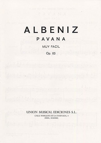 Albeniz Pavana Facil Para Manos Pequenas Op.83 Piano