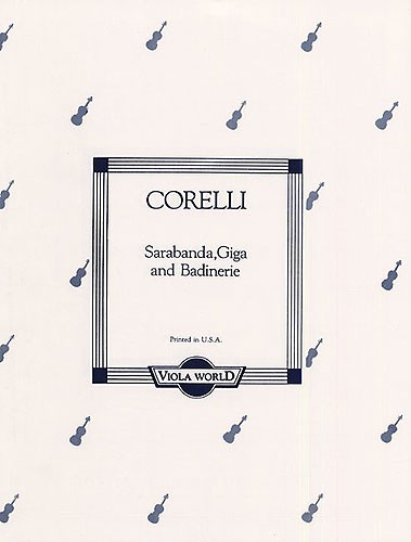 Corelli: Sarabande Giga And Badinerie For Viola And Piano