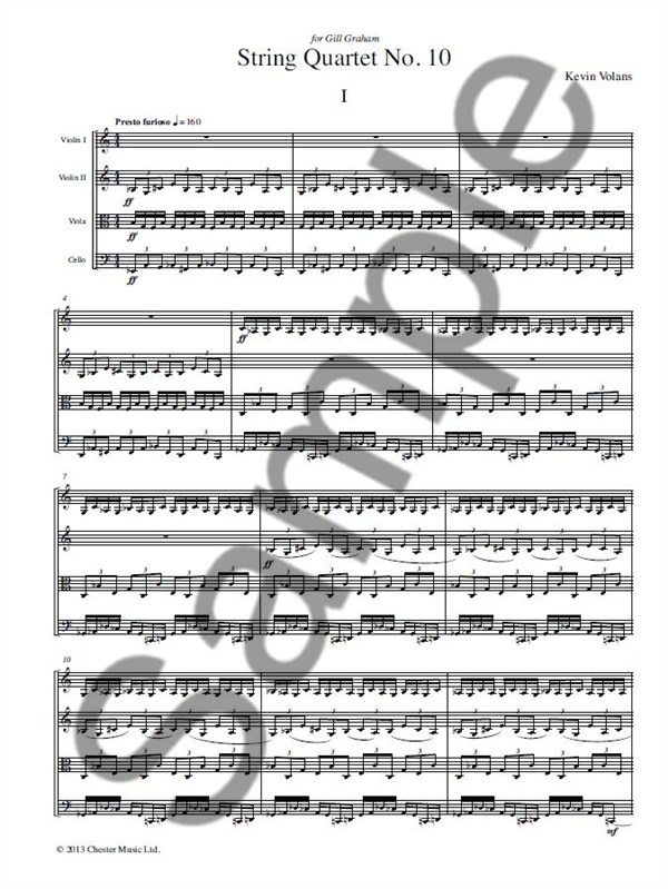 Kevin Volans: String Quartet No.10- Full Score