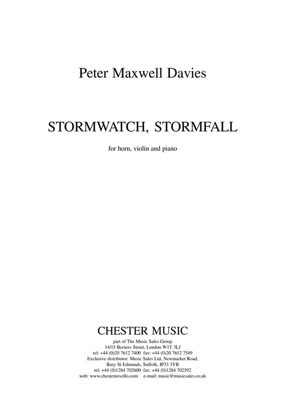 Peter Maxwell Davies: Stormwatch, Stormfall