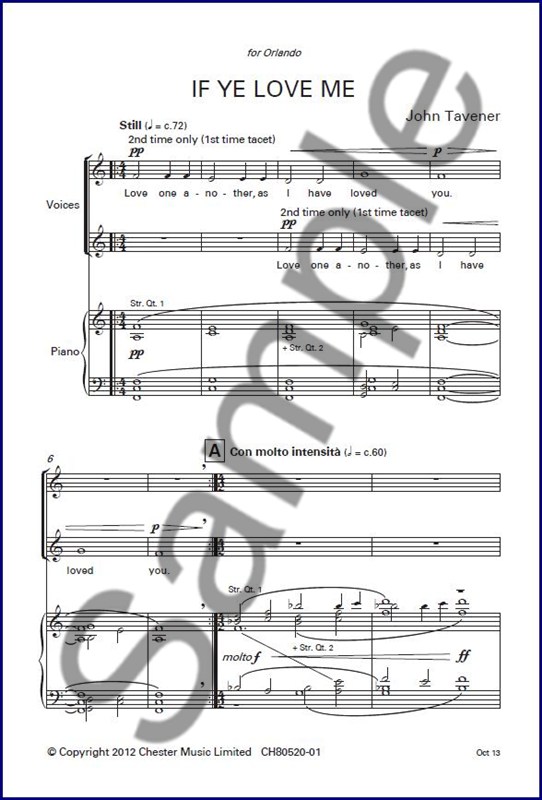 John Tavener: If Ye Love Me (Vocal Score)