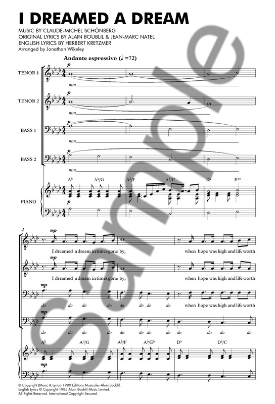 Alain Boublil/Claude-Michel Schönberg: I Dreamed A Dream (Les Misérables) - TTBB
