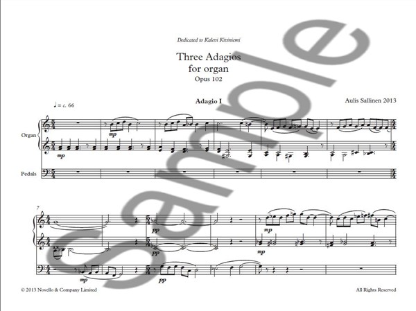 Aulis Sallinen: Three Adagios For Organ - Op 102