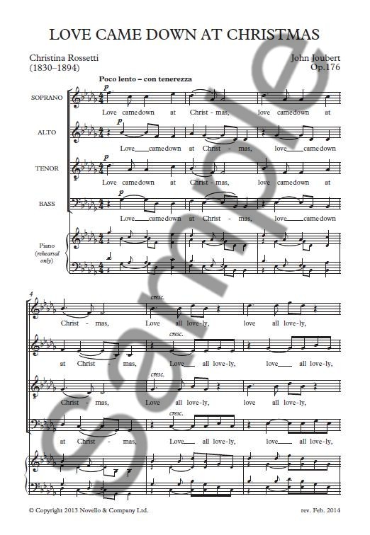 John Joubert: Love Came Down At Christmas (Unaccompanied SATB)