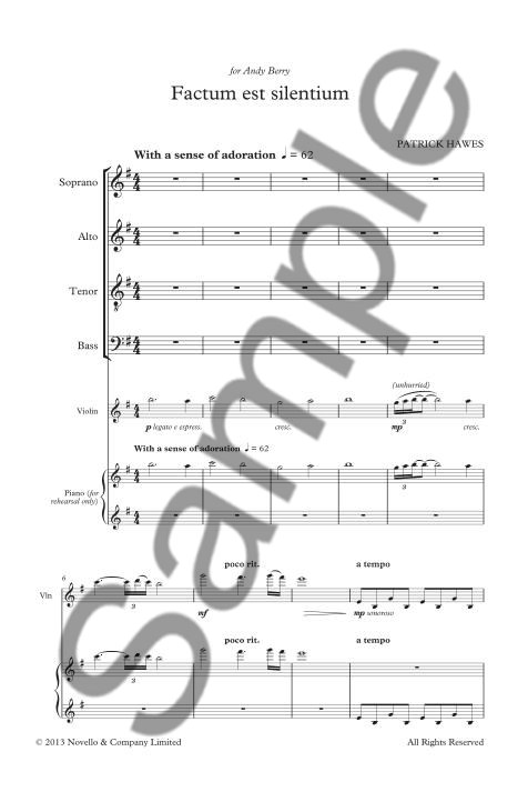 Patrick Hawes: Factum Est Silentium (Vocal Score)