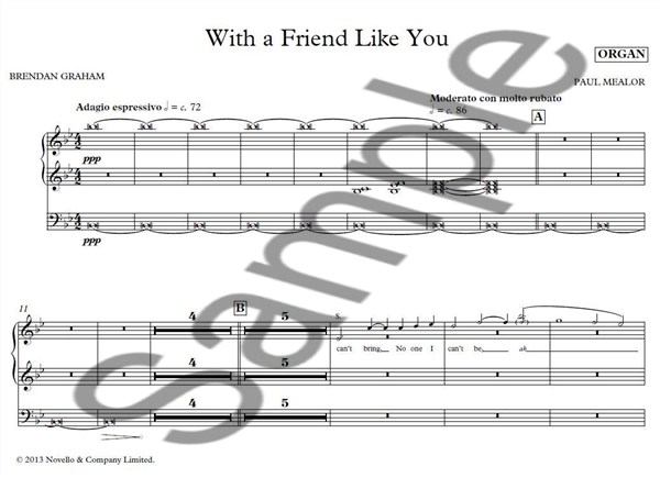 Paul Mealor & Brendan Graham: With A Friend Like You - Piano/Organ