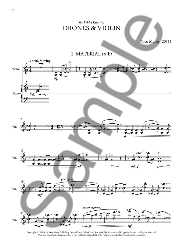 Nico Muhly: Drones & Violin (Performance Score)