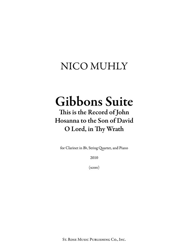 Nico Muhly: Gibbons Suite (Score/Parts)