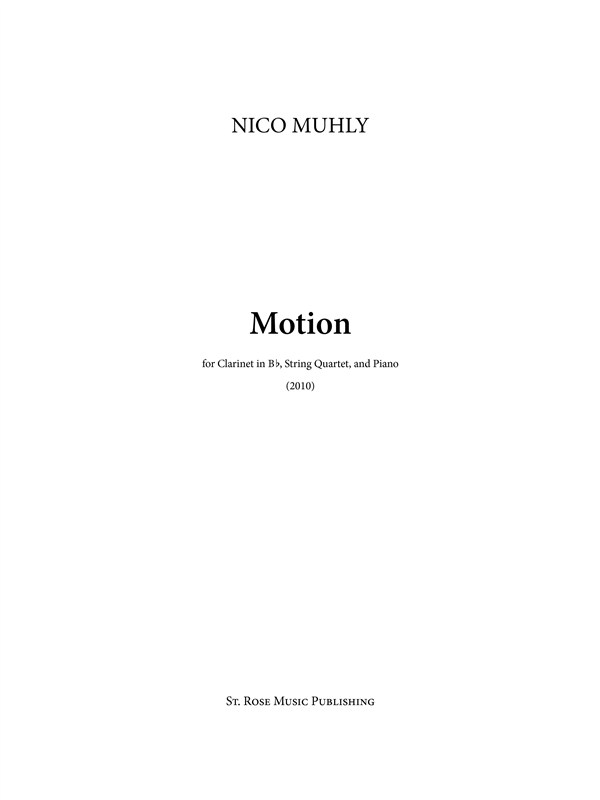 Nico Muhly: Motion (Score/Parts)